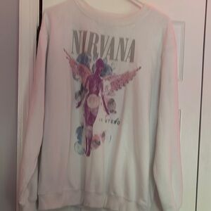 Nirvana White Graphic Sweater